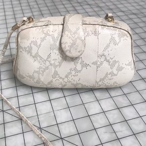 antique white snake skin crossbody purse